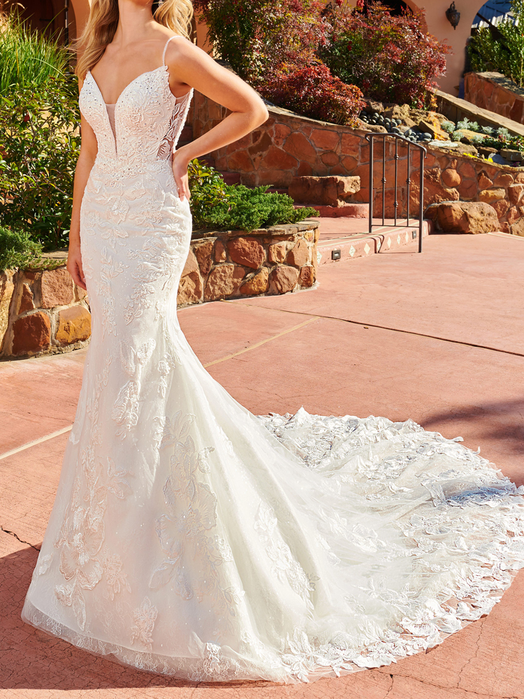 Sexy Mermaid Wedding Dresses with Bolero Illusion Side Court Train Bridal Gowns Zipper with Buttons Back