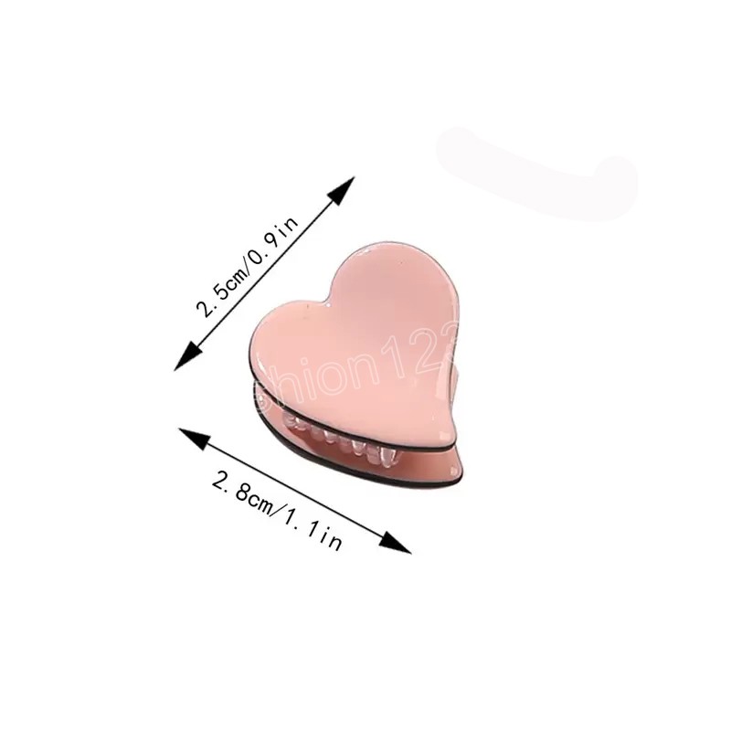 Double Colors Acetic Acid Heart Shape Hair Clamps Women Mini Size Alloy Love Ponytail Hair Claw Clips Korea Girls Solid Color Scrunchies Hairpins Leng