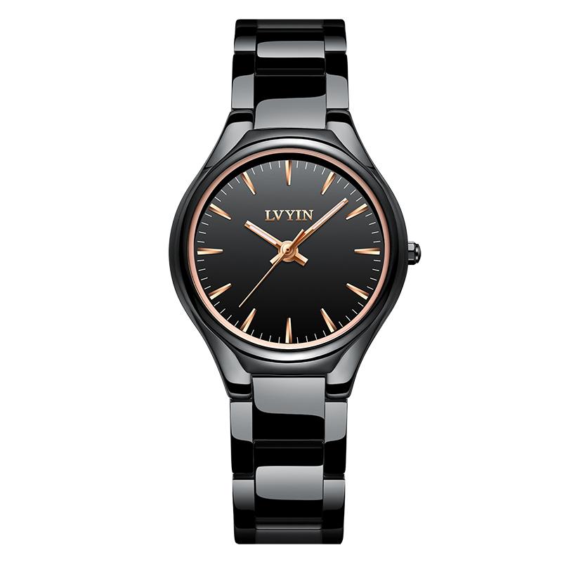 Wristwatches Lvyin Ceramic Watch Women Fashion Simple Waterproof Quartz Lady Elegant Business Clock Dress 6840, White gold
Wristwatches Lvyin Ceramic Watch Women Fashion Simple Waterproof Quartz Lady Elegant Business Clock Dress 6840, White gold