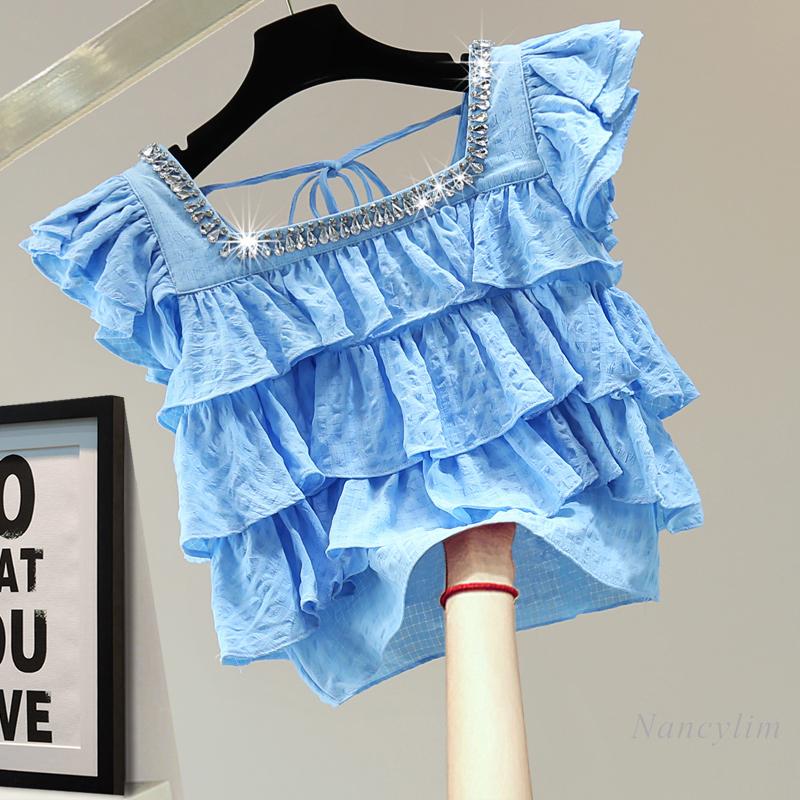 Women's Blouses & Shirts Bow Bandage Sleeveless Doll Shirt Women 2022 Summer Korean Style Solid Color Diamond Ruffled High Waist Short Blous, White
Women's Blouses & Shirts Bow Bandage Sleeveless Doll Shirt Women 2022 Summer Korean Style Solid Color Diamond Ruffled High Waist Short Blous, White