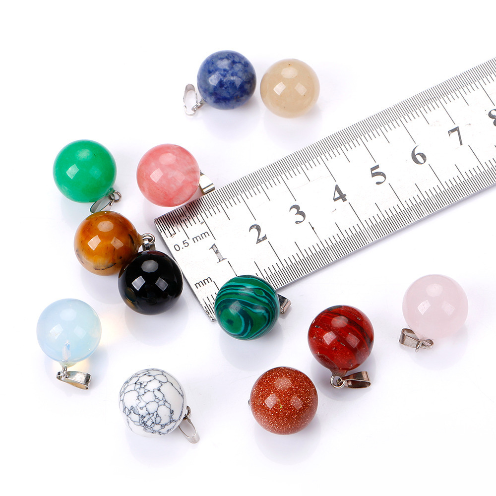 Natural stone Chakra Reiki Healing Quartz Crystal round ball Pendant Necklace for women jewelry