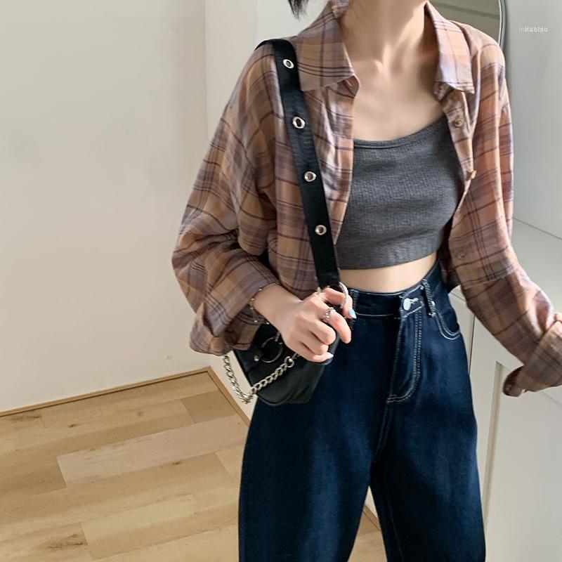 Arrivals Hit Color Plaid Blouse Shirt Female Retor Long-sleeved Casual Lady Cotton Loose Tops For Warly Autumn Women's Blouses & Shirts, Brown
Arrivals Hit Color Plaid Blouse Shirt Female Retor Long-sleeved Casual Lady Cotton Loose Tops For Warly Autumn Women's Blouses & Shirts, Brown