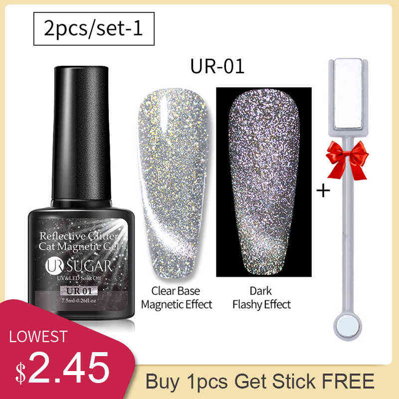 NXY Nail Gel 2pcs Set Reflective Glitter Cat Magnetic Polish Shiny Iridescent Holo Silver Soak Off Uv Led for Nails Design 0328