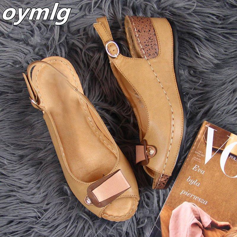 Women Summer Open Toe Comfy Wedge Bow Sandals Super Soft Premium Orthopedic Low Heels Walking Sandals Toe Corrector Cusion 220418