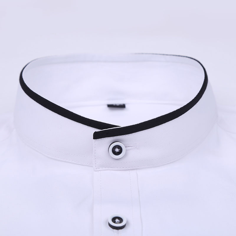 Fashion Stand Collar Long Sleeve Slim Fit soft comfortable men dress shirts party wedding male tuxedo 220322
