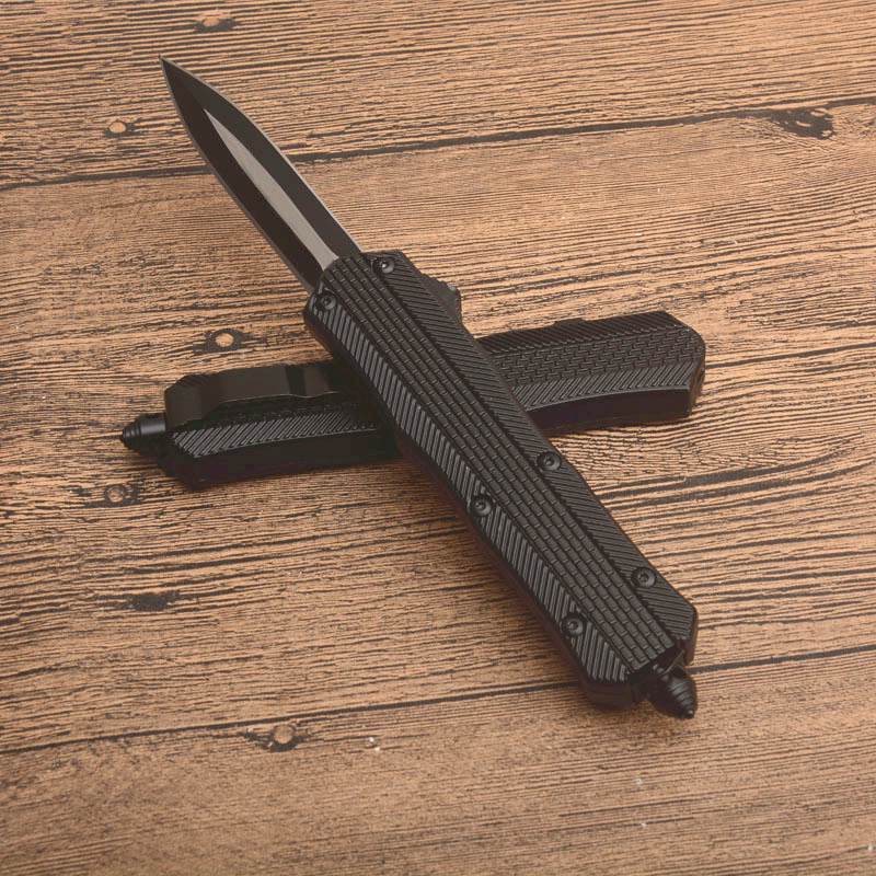 Top quality Automatic Tactical knife 440C Double Edge Spear Pint Black Oxide + Wire drawing Blade Knives With Nylon Bag
Top quality Automatic Tactical knife 440C Double Edge Spear Pint Black Oxide + Wire drawing Blade Knives With Nylon Bag
