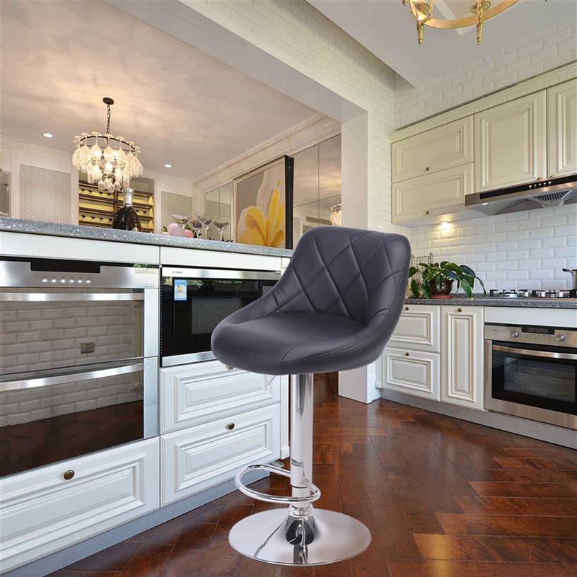 WACO Modern Bar Stools High Tools Type 2pcs Adjustable Chair Disk Rhombus Backrest Design Dining Counter Pub Chairs Black286M5723841