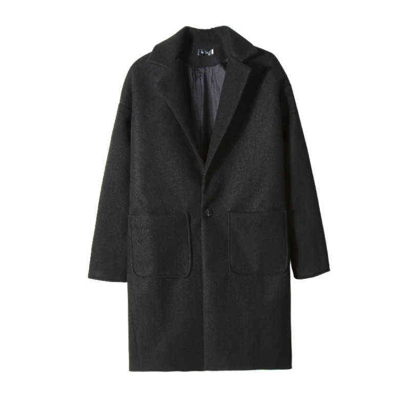 Solid Wool Jacket Mens Casual Winter Overcoat Men Turn Down Collar Trench Coats Male Casual Korean Windbreaker Men 201120 T220810