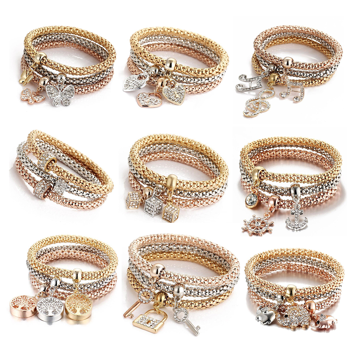 Jewelry sets Elastic Crystal Bracelet Diamond Heart Crown Tree of Life Skull Butterfly Charm Bracelets Bangle Cuff Gift 3 pcs/lot
Jewelry sets Elastic Crystal Bracelet Diamond Heart Crown Tree of Life Skull Butterfly Charm Bracelets Bangle Cuff Gift 3 pcs/lot