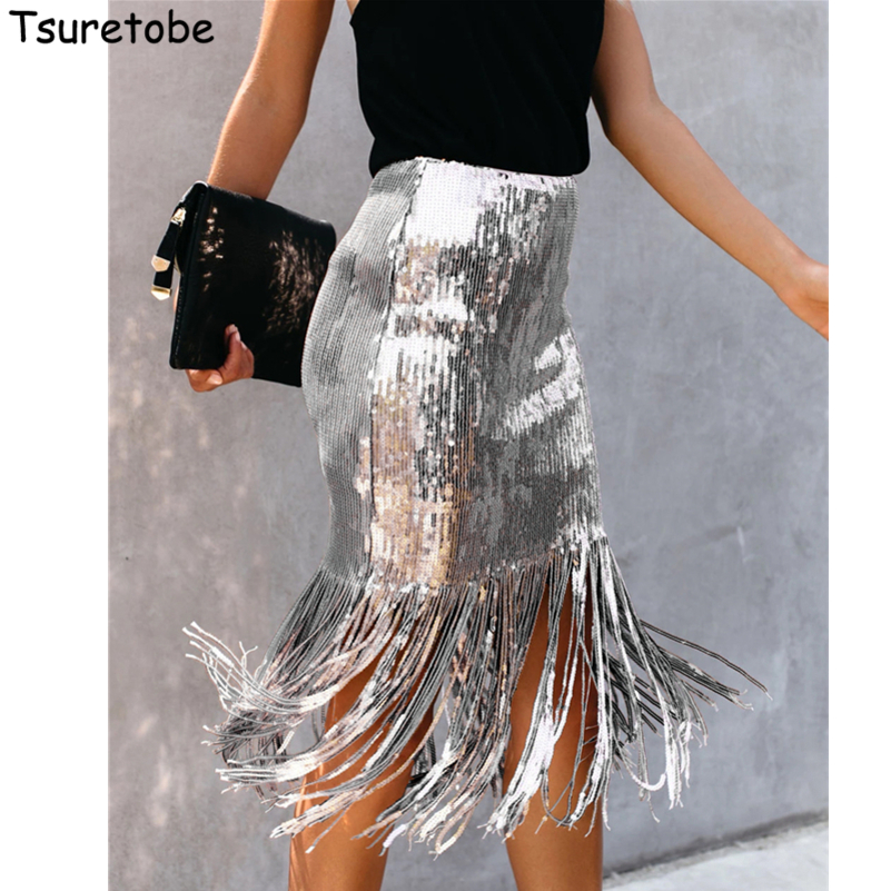 Tsuretobe Autumn Sexy Sequin Tassel Midi Skirt Women Winter Bodycon High Waist Party Club Skirts Fashion Vestidos Slim Female Y200326, Pink
Tsuretobe Autumn Sexy Sequin Tassel Midi Skirt Women Winter Bodycon High Waist Party Club Skirts Fashion Vestidos Slim Female Y200326, Pink