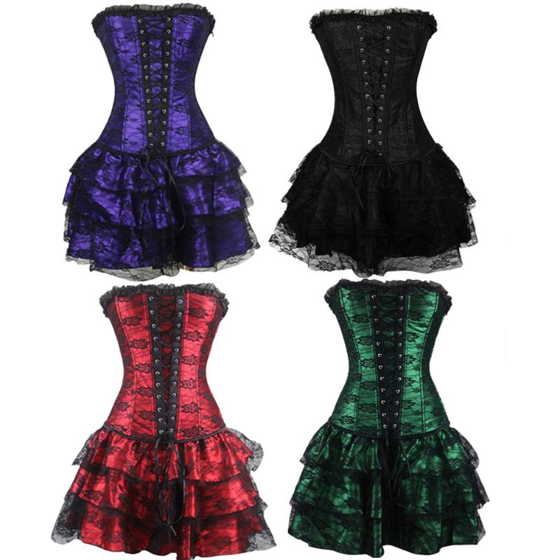Bustiers & Corsets Overbust Corset Dress For Women Plus Size Lingerie Sexy Lace Overlay Burlesque And Skirt Set TutuBustiers, Black
Bustiers & Corsets Overbust Corset Dress For Women Plus Size Lingerie Sexy Lace Overlay Burlesque And Skirt Set TutuBustiers, Black