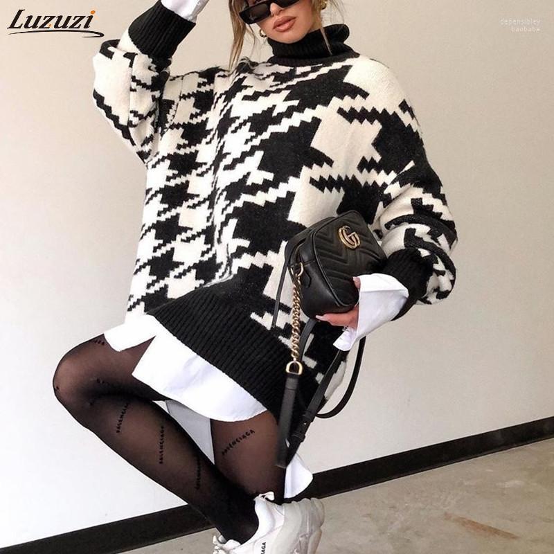 Women' Sweaters Luzuzi 2022 Turtleneck Loose Sweater Women Autumn Winter Casual Knitted Jumper Oversized Long Sleeve Houndstooth Pullover F, Black
Women' Sweaters Luzuzi 2022 Turtleneck Loose Sweater Women Autumn Winter Casual Knitted Jumper Oversized Long Sleeve Houndstooth Pullover F, Black