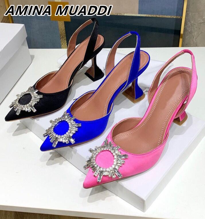 

Luxury Designer sandals high heeled shoes Amina muaddi Begum bow Crystal-Embellished buckle pointed toesl sunflower sandal summer footwear 10cm Dinner dress shoes, Colour14