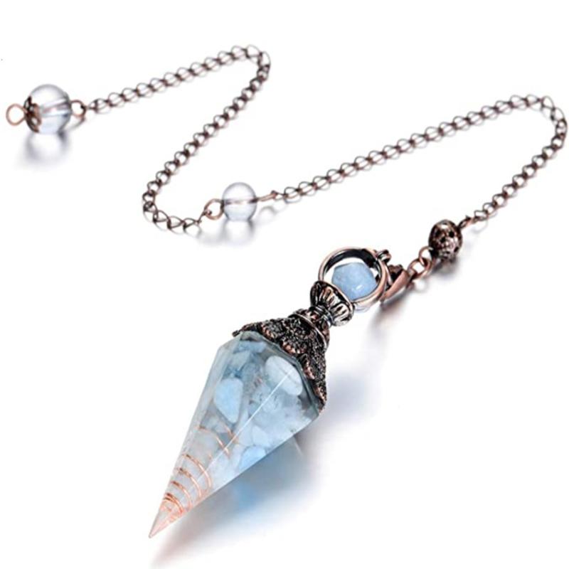 Pendant Necklaces FYJS Unique Copper Hexagon Pyramid Blue Aquamarines Crystal Link Chain Rainbow Stone Pendulum Jewelry
Pendant Necklaces FYJS Unique Copper Hexagon Pyramid Blue Aquamarines Crystal Link Chain Rainbow Stone Pendulum Jewelry