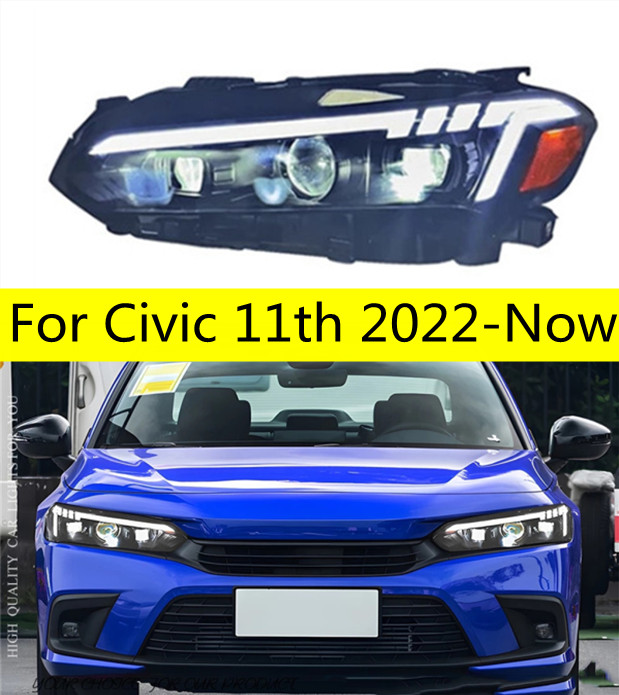 1 Set Auto Car Head Lights For Civic 11th 2022-Now LED Lamps Headlights DRL Daytime Running Light Dual Projector Facelift