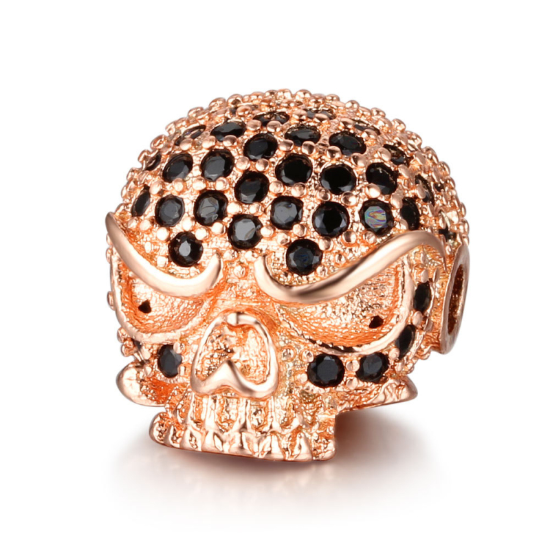 Fashion CZ Micro Pave Skull Charm Beads for DIY Bracelet Jewelry Making