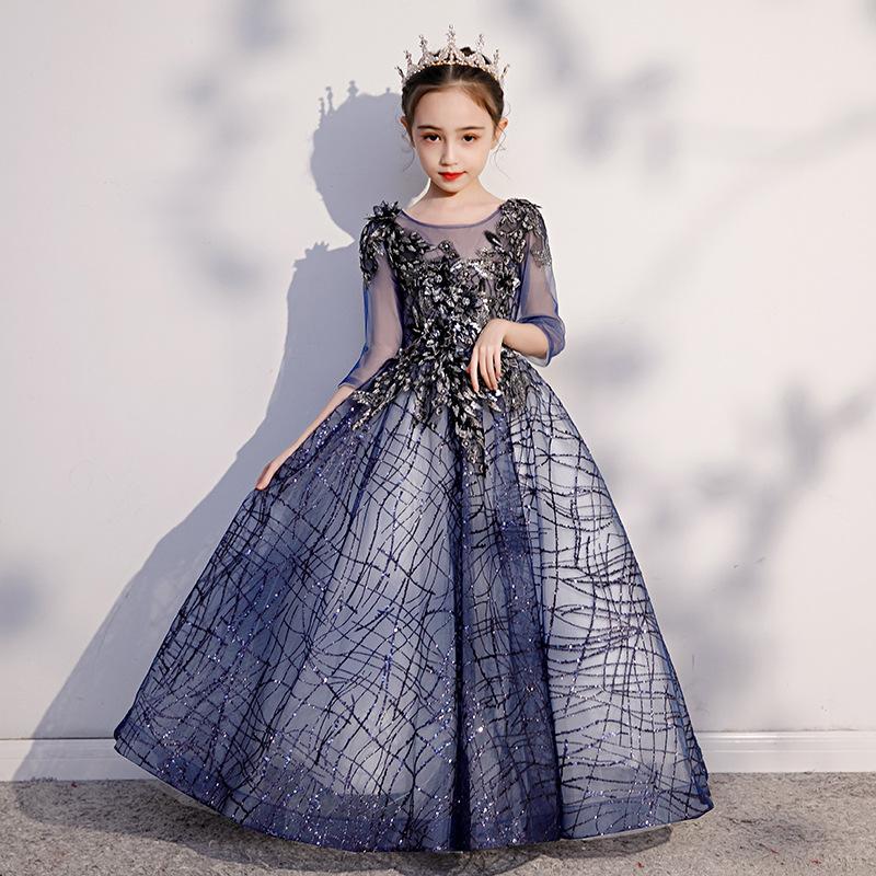 Girl's Dresses Children's Evening Dress Spray Gold Temperament Girls Long-sleeved Wedding Birthday Party Tutu Skirt, Dark blue
Girl's Dresses Children's Evening Dress Spray Gold Temperament Girls Long-sleeved Wedding Birthday Party Tutu Skirt, Dark blue