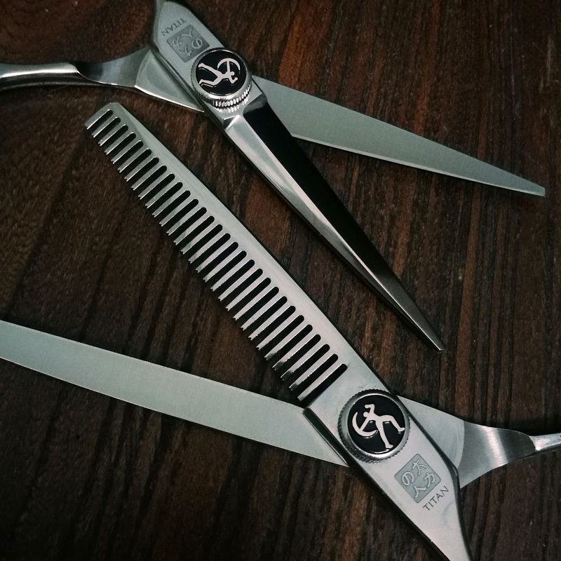 titan hair kit shears barber professional 5.5,6.0inch left handed set of scissors 220317