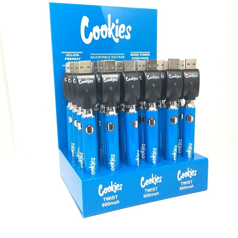 6 Colors Cookies Preheating Twist Battery 900mAh Preheat Bottom Dial Variable Voltage BUD 900 mAh Vape pen 510 for Wax Oil Th205 Cartridge Free UPS
6 Colors Cookies Preheating Twist Battery 900mAh Preheat Bottom Dial Variable Voltage BUD 900 mAh Vape pen 510 for Wax Oil Th205 Cartridge Free UPS