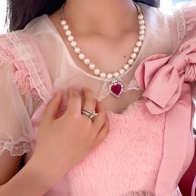 Pendant Necklaces Vintage Imitation Pearl Pink Love Heart Necklace For Women Girl Metal Alloy Clavicle Chain Choker Y2K Jewelry
Pendant Necklaces Vintage Imitation Pearl Pink Love Heart Necklace For Women Girl Metal Alloy Clavicle Chain Choker Y2K Jewelry