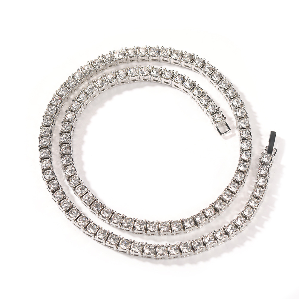 3mm/4mm Diamond Tennis Chain Necklace TopBling Gold Plated Jewelry Hip Hop Chains Necklace