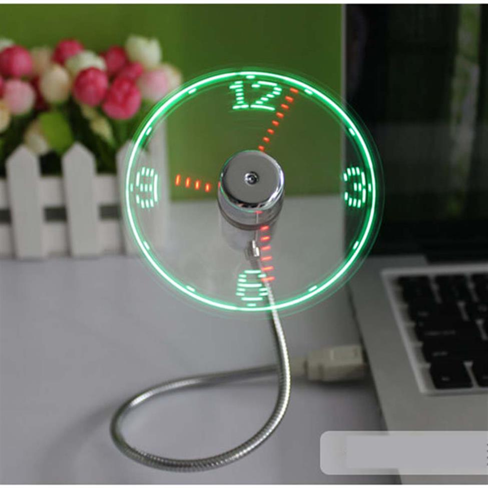 Epacket USB Gadget Mini Flexible LED Light Fan Clock Desktop Clock Cool Gadgets Time Display196l