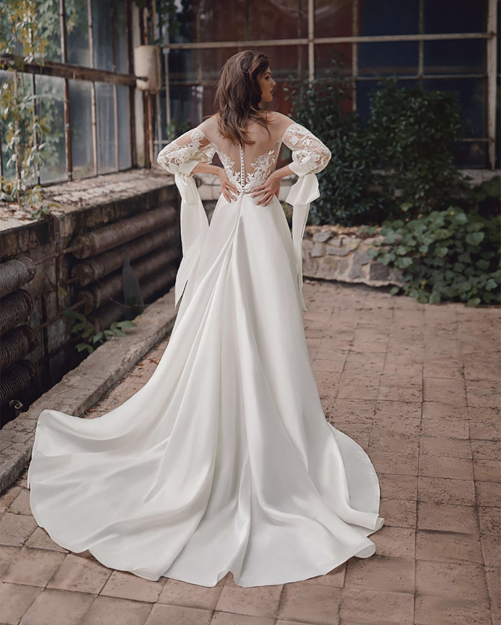Elegant A-e Dresses Deep V Neck Long Sleeve Off Shoulder Chiffon Satin High Waist Appliques or Length Boho Bridal Dress Bohemian Wedding Gowns
