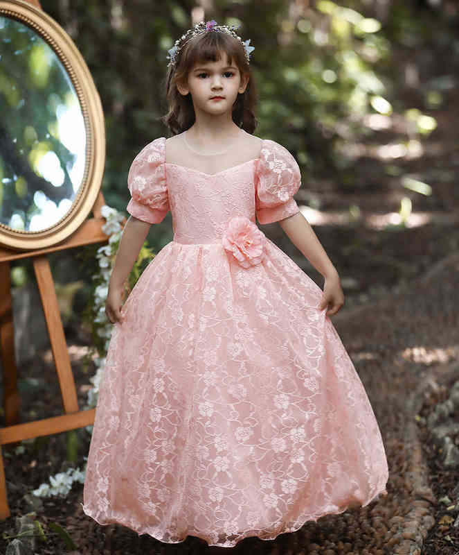 Flower Girl ball Long Sleeve Dress vestidos Wedding Party Sequin Long Dress Girls' holiday birthday party communion de fiesta Y220510