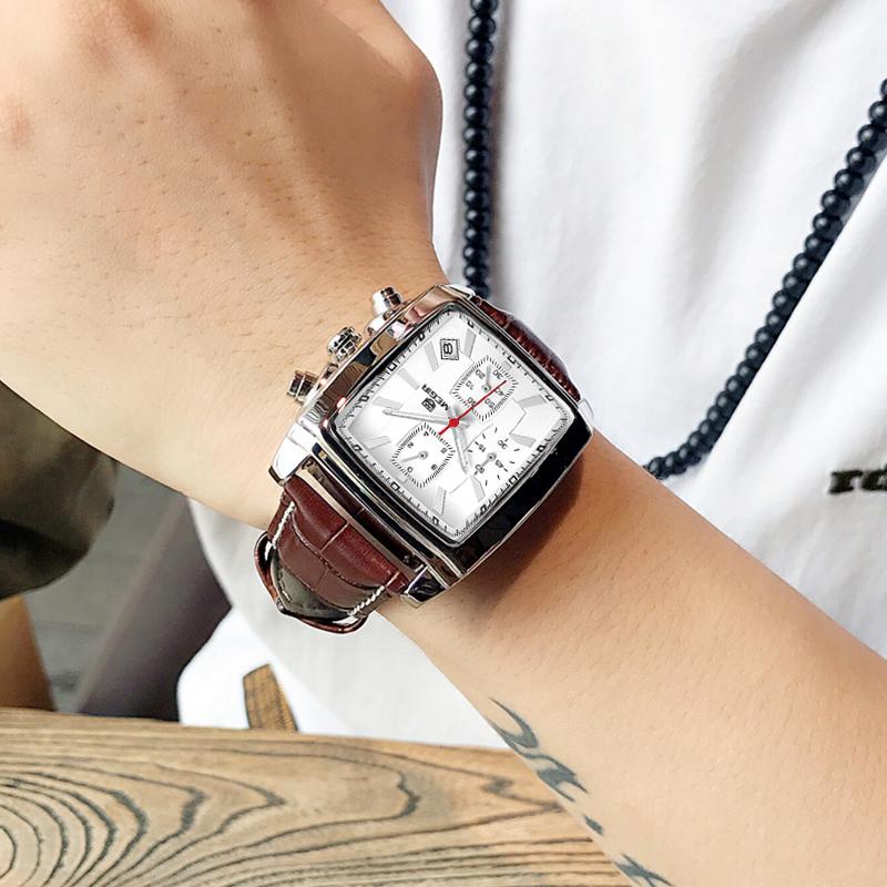 Wristwatches Fashion Casual Men Watch Luxury Military Sports Watches Leather Band Waterproof Quartz Male Relogio MasculinoWristwatches, White