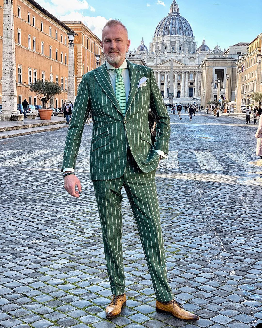 Summer Green Pinstripe Men Wedding Tuxedos Peaked Lapel Jacket Suits Handsome Men Prom Party Formal Outfit 2 Pieces