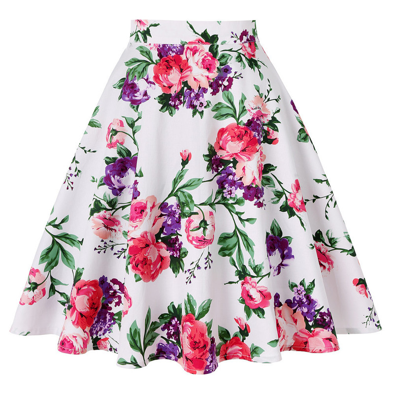Women's Runway Cotton Retro Vintage Skirt Black Faldas High Waist A Line Rockabilly Jupe 50s Swing Umbrella Skirts Pin Up Skater 220322