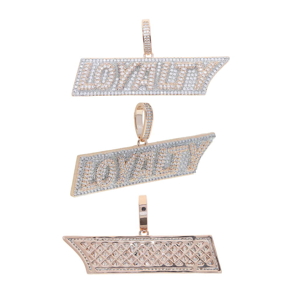 Full Iced Out Bling Pendant 5A Cubic Zirconia CZ Initial Letter Loyalty Charm Necklace Personalized Hip Hop Men Boy Rock Jewelry