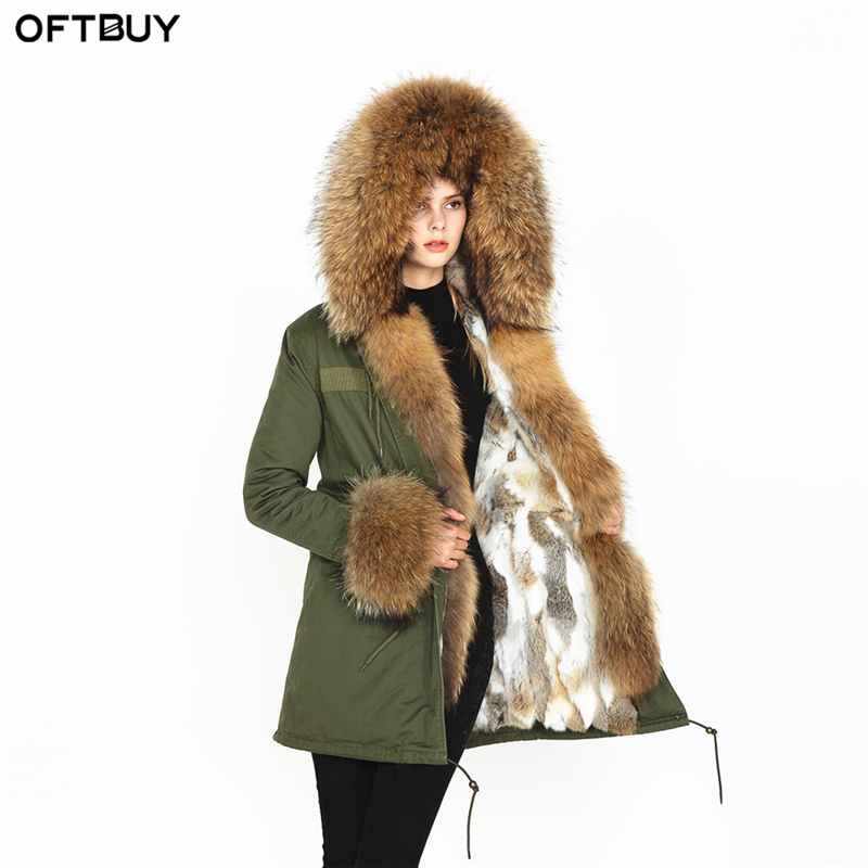 OFTBUY parka real fur coat winter jacket women natural raccoon fur collar warm thick rabbit fur liner parkas Detachable 201027