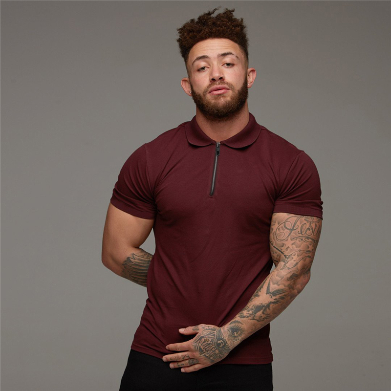 Muscleguys Man Fashion Polo Shirt Casual Plain Color Short Sleeve High Quality Slim Men Fitness homme 220606