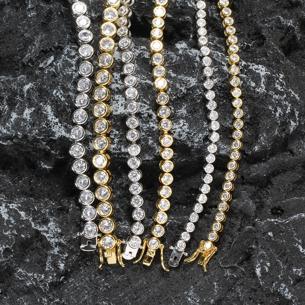 3-15mm Iced Out Tennis Chain Bracelet Gold Luxury Round Square Baguette CZ Stone Cubic Zirconia Full Diamond Hip Hop Rapper Designer Jewelry Homme Bij