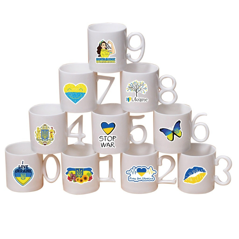 50Pcs/Lot Ukraine Stickers Ukraine flag wish peace graffiti Stickers for DIY Luggage Laptop Skateboard Bicycle Sticker