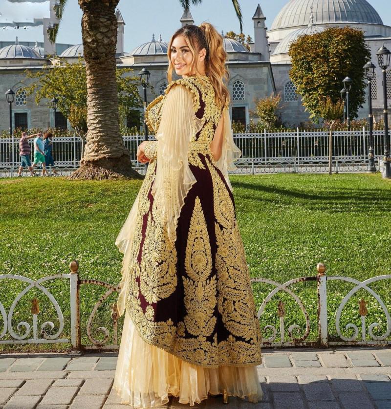 Vestidos De Novia Kosovo Albanian Caftan Evening Dresses 2022 gold burgundy Long Sleeves Applique Robe Soirée De Mariage Prom Gowns with jacket