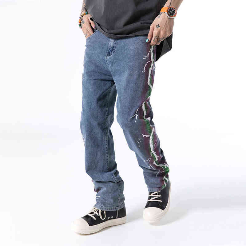 Side 2021 Stylish Lightning Print Punk Vintage Men Oversize Jeans Trousers Distressed Hip Hop Straight Casual Baggy Denim Pants T220803, Black
Side 2021 Stylish Lightning Print Punk Vintage Men Oversize Jeans Trousers Distressed Hip Hop Straight Casual Baggy Denim Pants T220803, Black