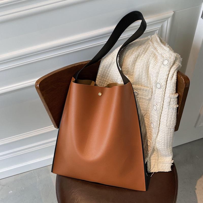 Evening Bags Female Fashion Shoulder Black Brown Bucket Bag Vintage Hit Colour Totes Casual Shopping Handbag And Purse 2022
Evening Bags Female Fashion Shoulder Black Brown Bucket Bag Vintage Hit Colour Totes Casual Shopping Handbag And Purse 2022