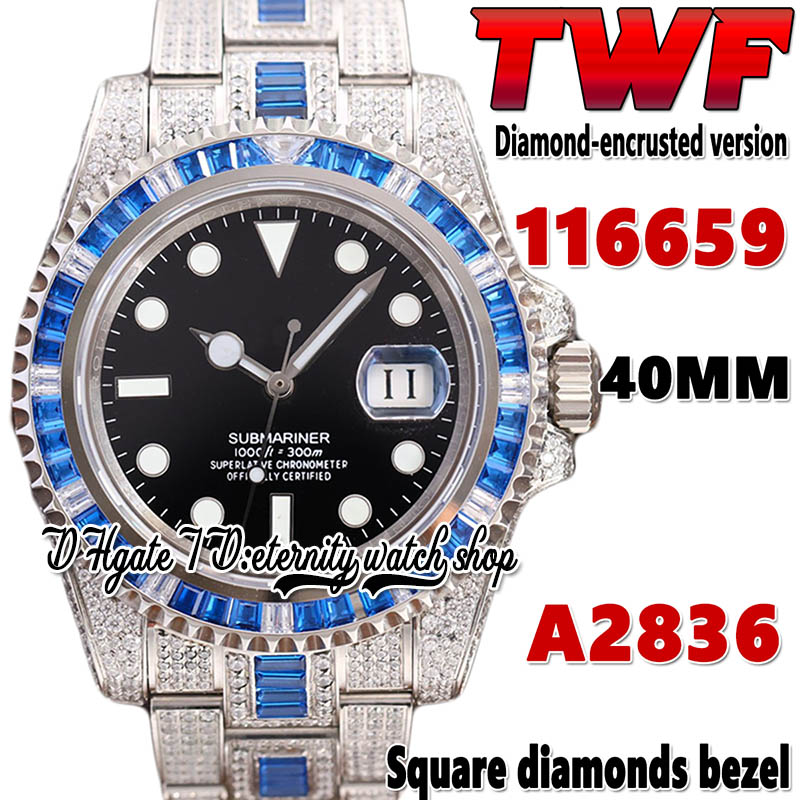 2022 TWF ey116619 t116659 A2836 Automatic Mens Watch i126619 Blue Square Diamond Bezel Black Dial 904L Steel Iced Out Diamond Two Tone Bracelet Eternity Watches, Watch waterproof cost
2022 TWF ey116619 t116659 A2836 Automatic Mens Watch i126619 Blue Square Diamond Bezel Black Dial 904L Steel Iced Out Diamond Two Tone Bracelet Eternity Watches, Watch waterproof cost