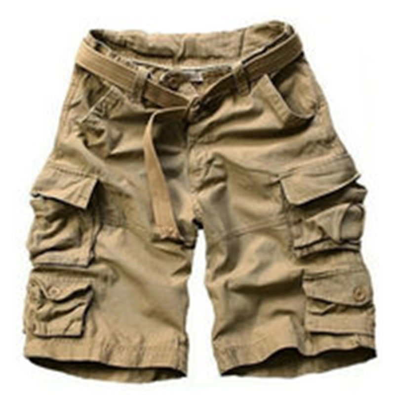 Summer Multi pocket Camouflage Mens Shorts Casual Loose Camo Knee length Cargo With Belt S 3XL 220706
