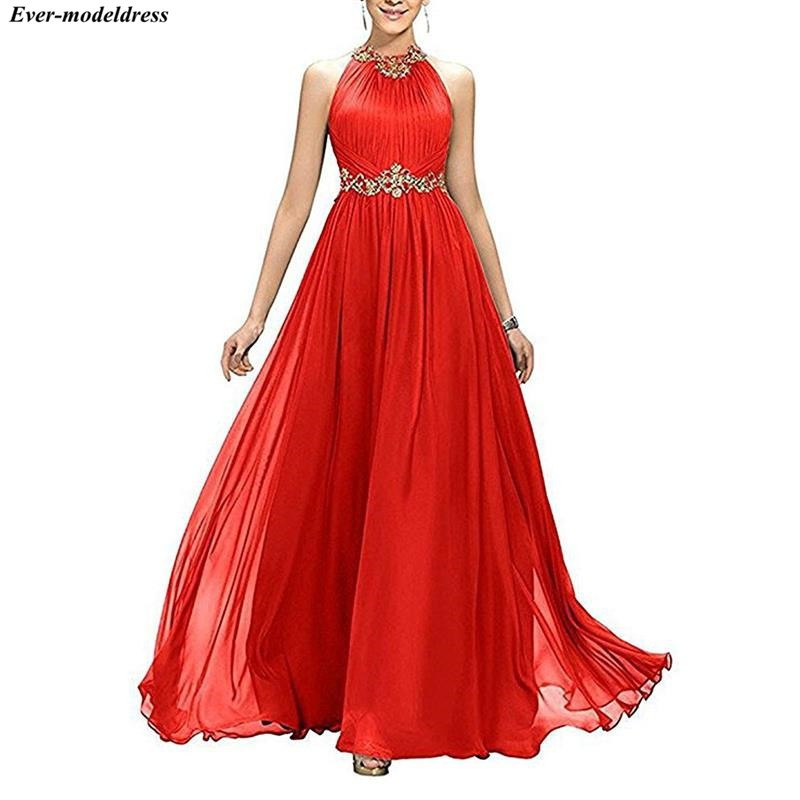 Prom Dresses Long A-Line Pleats Beaded Appliques Empire Chiffon Bridesmaid Dress Elegant Floor Length Evening Party Gowns 220429