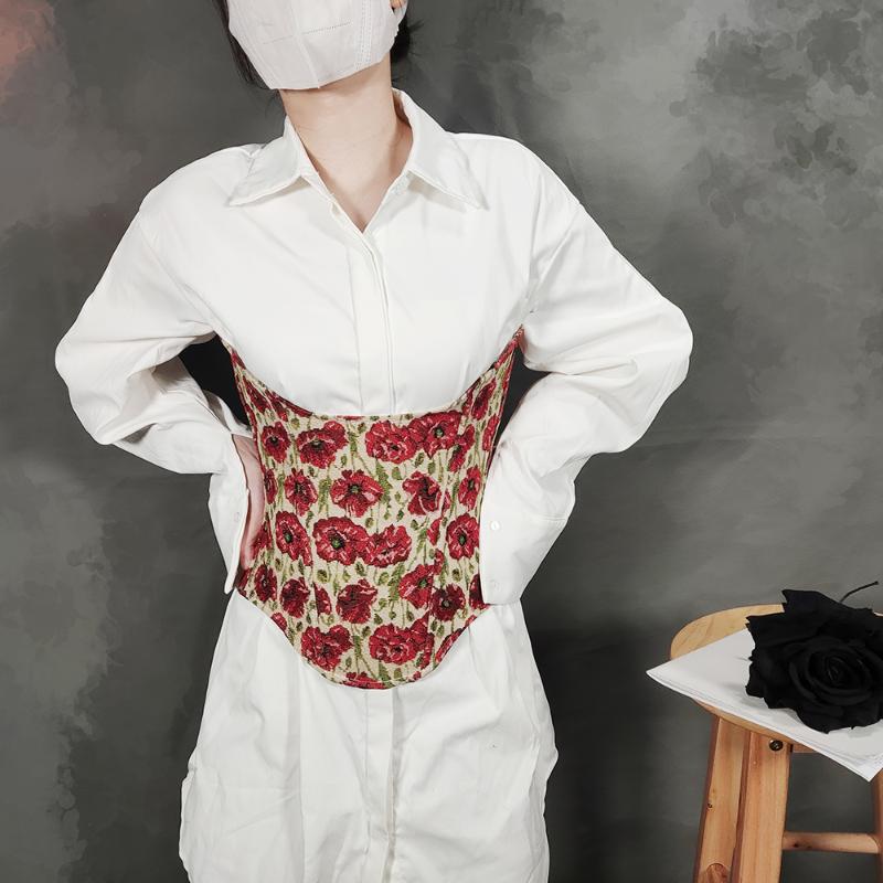 Bustiers & Corsets Embroidery Floral Underbust CorsetBustiers, Beige
