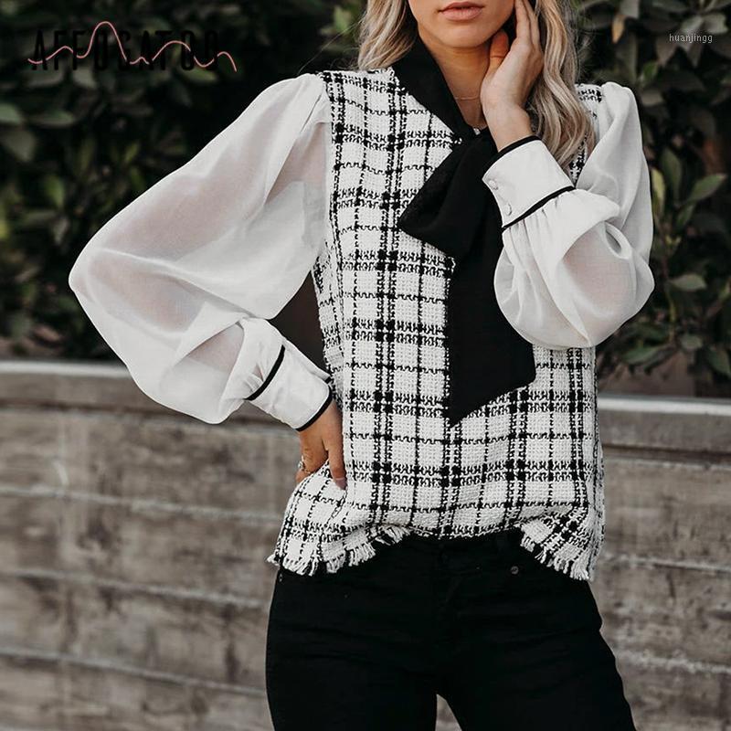 Women' Blouses & Shirts Affogato Elegant Plaid Tweed Women Blouse Shirt Spring Summer Casual Neck Tie Vintage Work Wear OL Loose Female Top, White
Women' Blouses & Shirts Affogato Elegant Plaid Tweed Women Blouse Shirt Spring Summer Casual Neck Tie Vintage Work Wear OL Loose Female Top, White