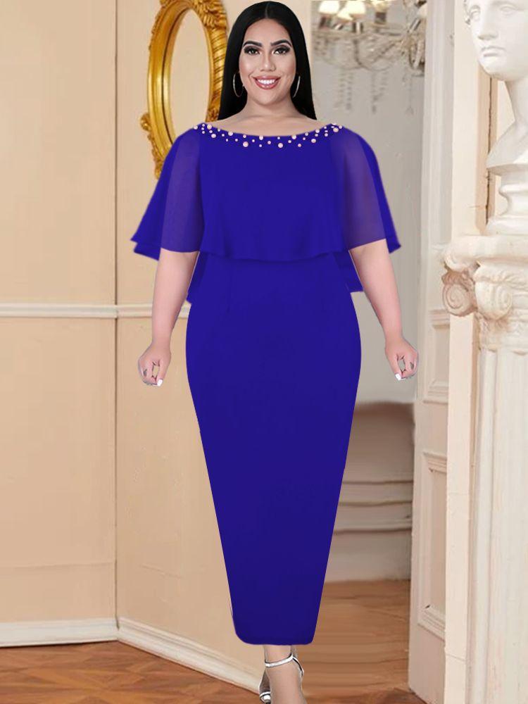 Plus Size Dresses Pink For Women Elegant Cape Sleeve High Waist Beads Long Dress Classy Birthday Evening Cocktail Party 4XL 5XL, Blue
Plus Size Dresses Pink For Women Elegant Cape Sleeve High Waist Beads Long Dress Classy Birthday Evening Cocktail Party 4XL 5XL, Blue