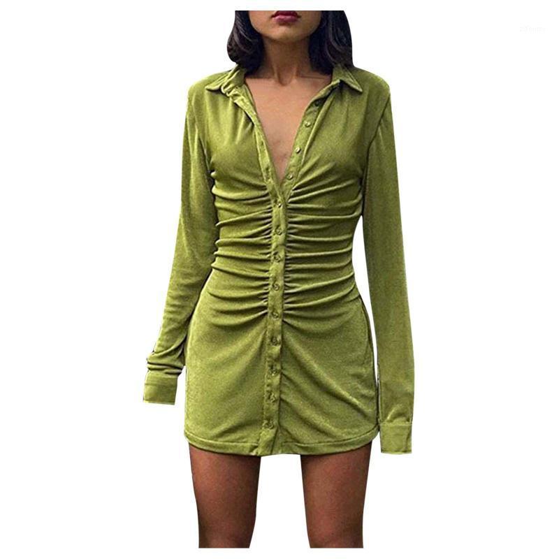 Casual Dresses Women Elegant Short Sleeve Skinny Mini Dress Summer Turn-down Collar Ruched Shirt Green Blue Slim Party Vestido
Casual Dresses Women Elegant Short Sleeve Skinny Mini Dress Summer Turn-down Collar Ruched Shirt Green Blue Slim Party Vestido