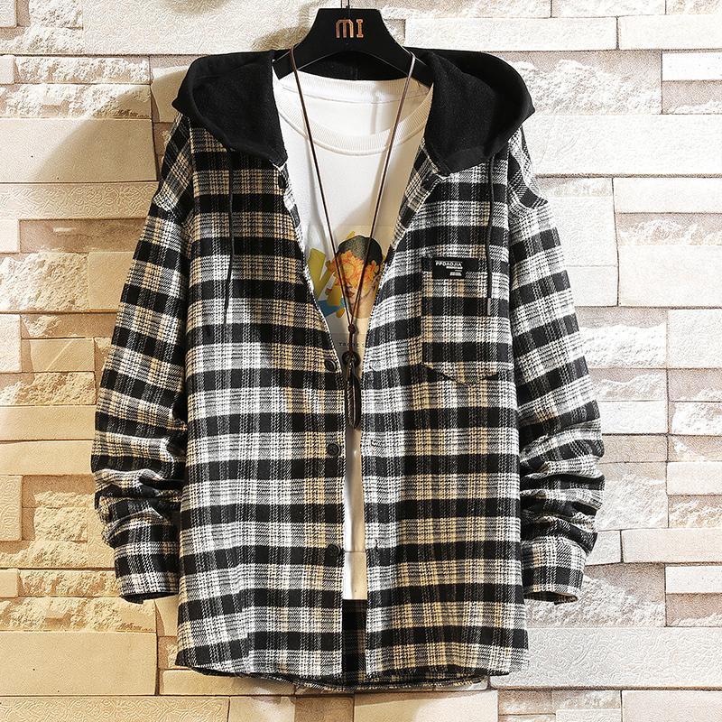 Men's Casual Shirts 2022 Autumn England Style Hooded Plaid Men High Quality Hip Hop Flannel Loose Street 5XL, Black plaid
Men's Casual Shirts 2022 Autumn England Style Hooded Plaid Men High Quality Hip Hop Flannel Loose Street 5XL, Black plaid