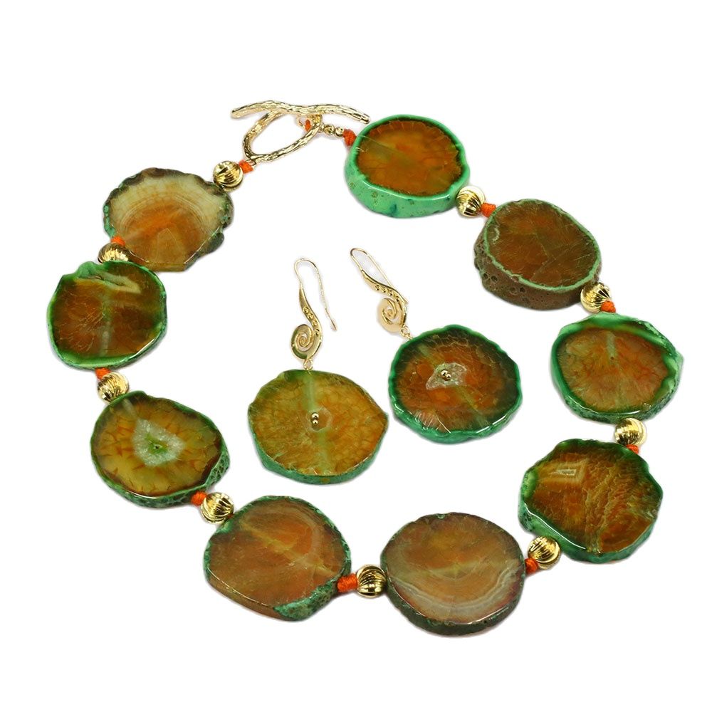 40x45mm Orange Green Agate Rough Druzy Geode Freeform Slab Nugget Gems Stone Necklace Earrings Sets For Lady, Golden
40x45mm Orange Green Agate Rough Druzy Geode Freeform Slab Nugget Gems Stone Necklace Earrings Sets For Lady, Golden