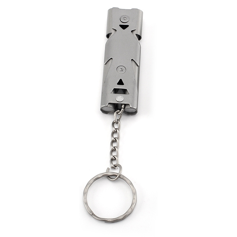 Whistles Keychains Ring Portable Stainless Steel Self Defense Key Chains Holder Fashion Car Keyrings Accessories Outdoor Survival Mini Double Tube EDC