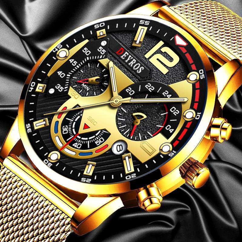 Fashion Mens Business Watches Luxury Gold Stainless Steel Mesh Belt Quartz Wrist Watch Luminous Clock Men Casual Leather, Leather black silver
Fashion Mens Business Watches Luxury Gold Stainless Steel Mesh Belt Quartz Wrist Watch Luminous Clock Men Casual Leather, Leather black silver